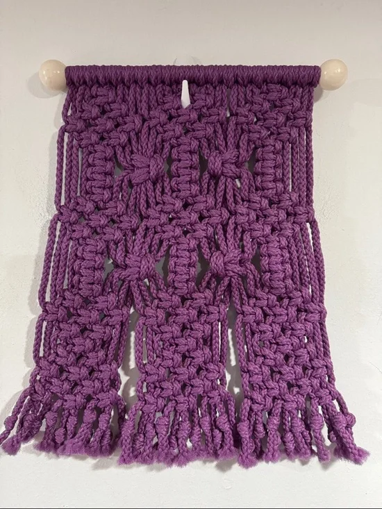 Purple Macrame Wall Hanging wall decor boho bohemian hippie vintage - Picture 1 of 2